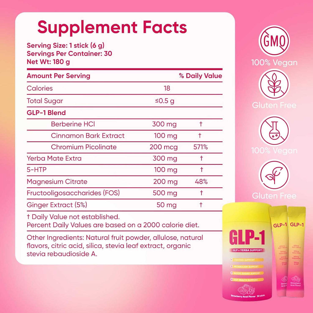 GLP-1 Drink Mix  Mix with Berberine, Chromium, 5-HTP
