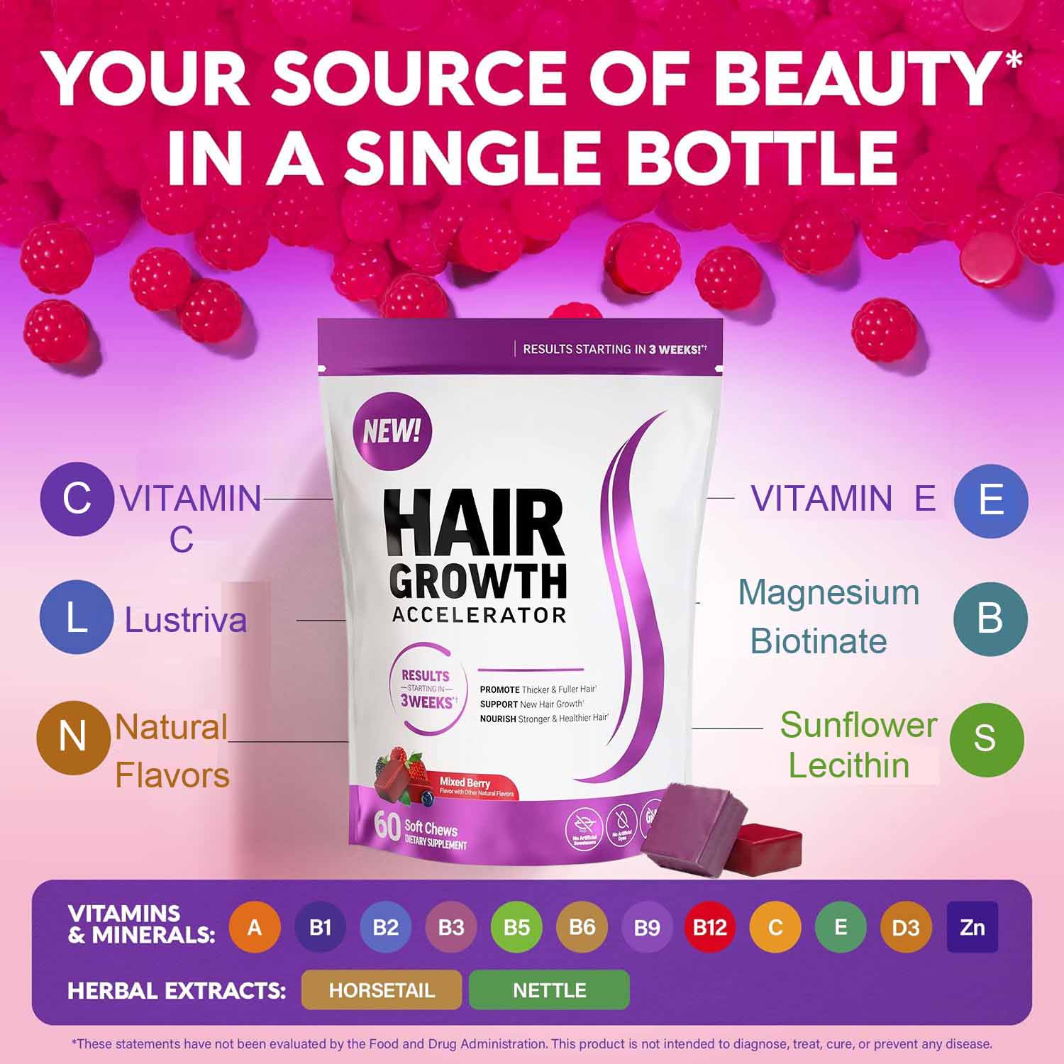 Nutrient Soft Chews for Hair Density & Strength