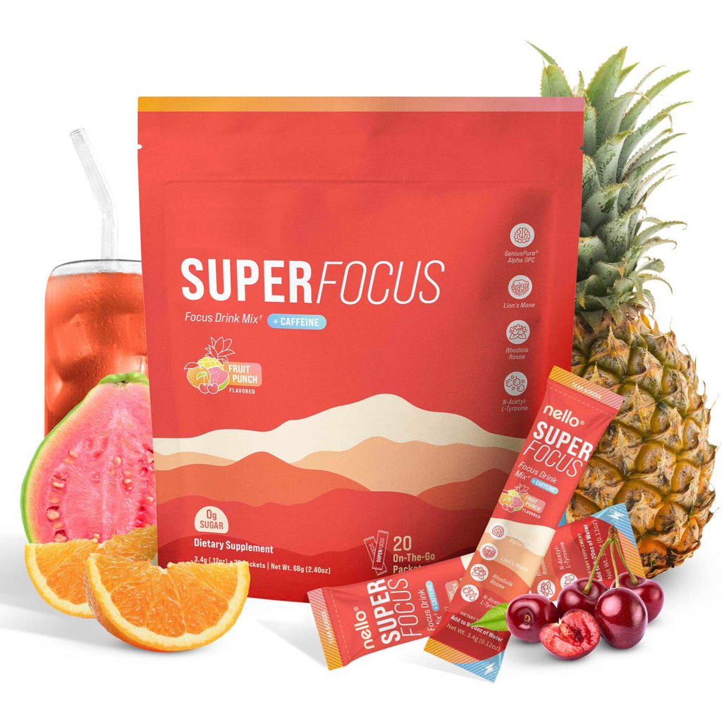 Fruit Punch with Caffeine – Nootropic Focus Drink Lion’s Mane, Rhodiola